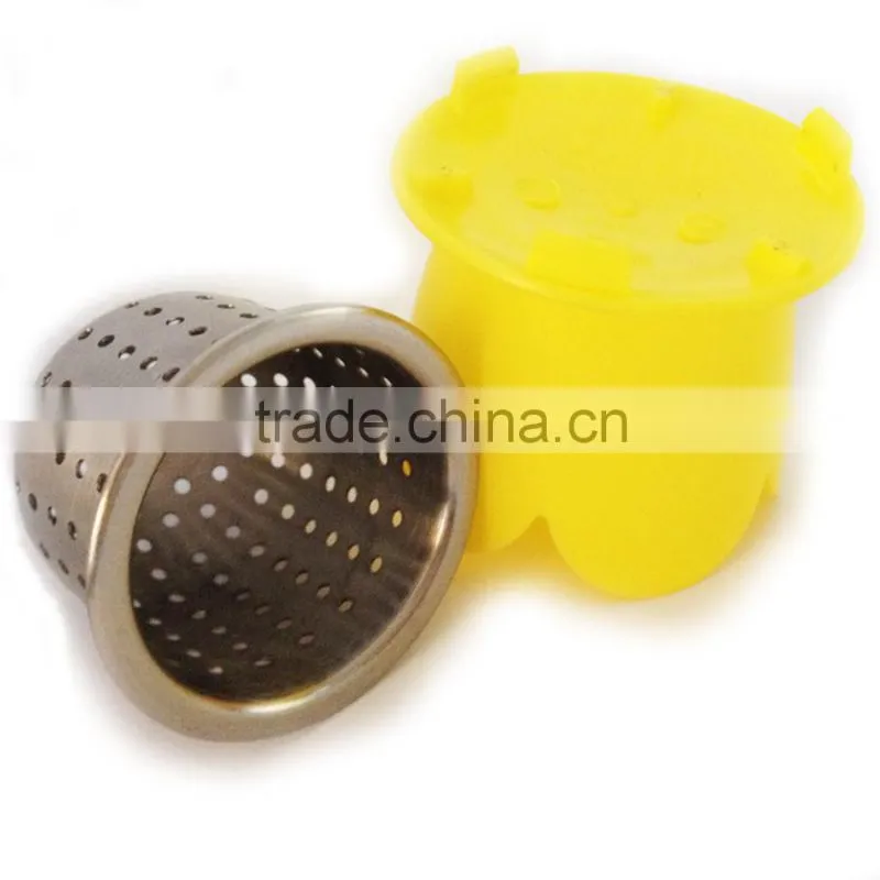 yelow lovely stainless steel plastic tea infuser