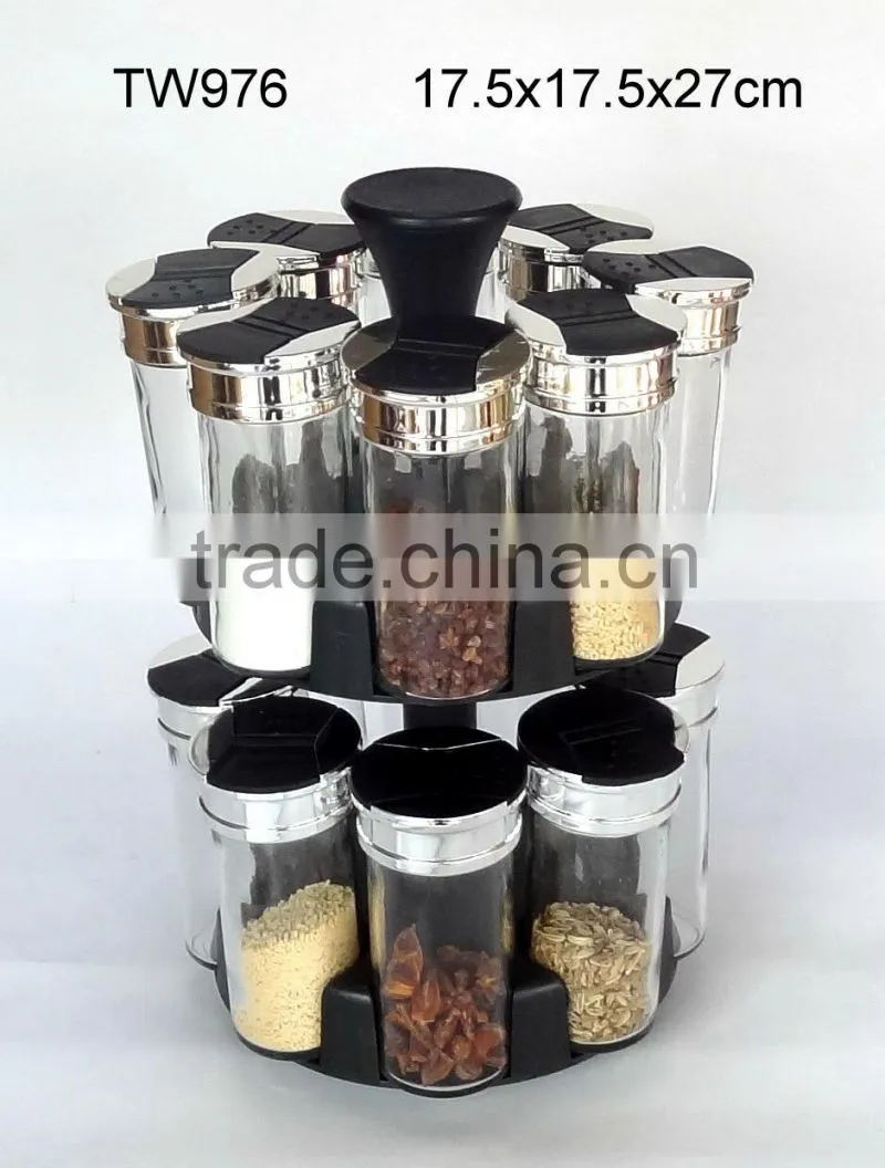 TW994 4pcs glass spice jar set with plastic stand