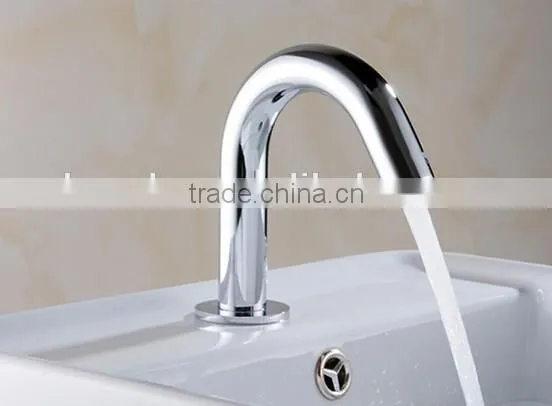 Modern curved cheap discount bathroom sensor faucet auto stop faucet