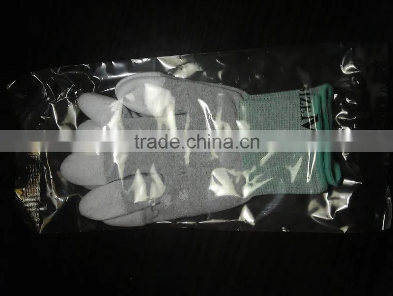 ESD Carbon Fiber PU Top Fit Gloves Anti-static Nylon Knit Gloves
