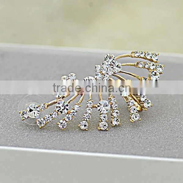 sector shape artificial man made full diamonds earrings woman