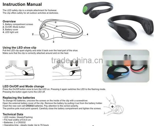 led flashing shoe light for running