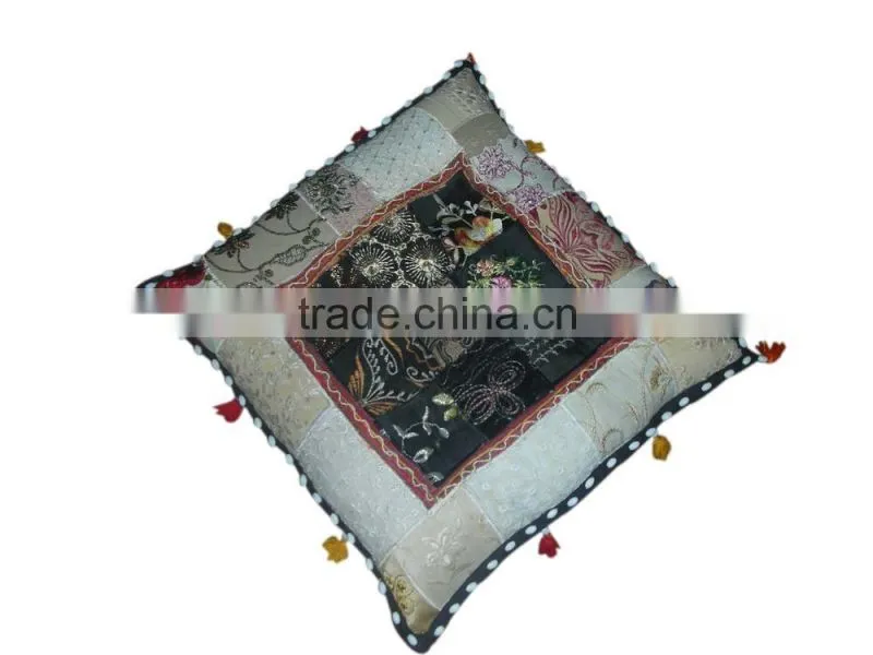 RTHPFC - 2 Flower cushion Cover Beautiful Embroidered Khambadia Work and ottomans Stylish Home Furnishing item