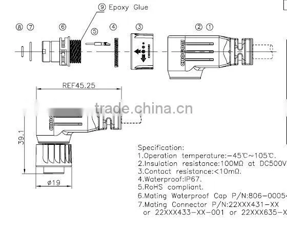 Molding 90 degree connector
