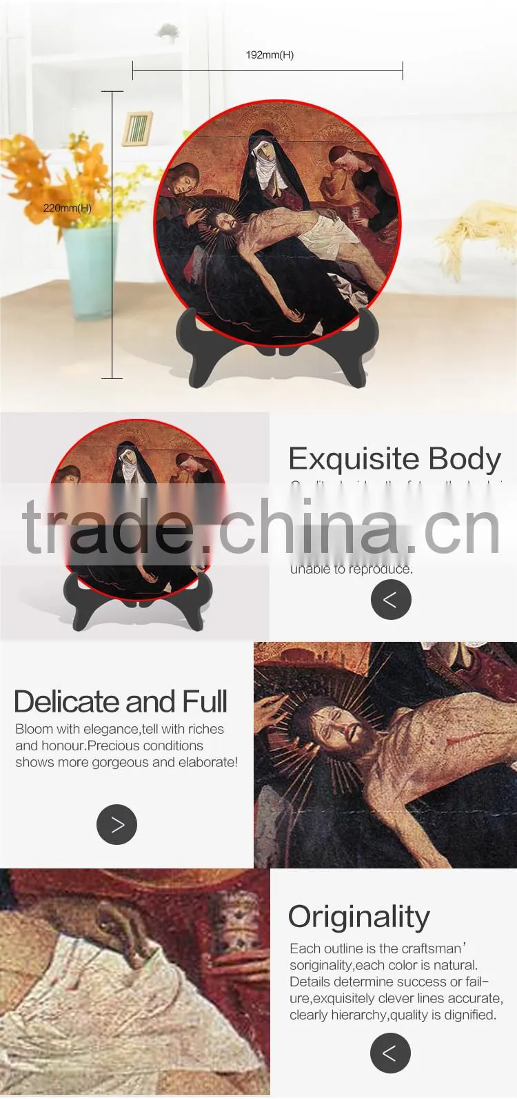 Catholic nun painted plate activated carbon crafts,home decor crafts