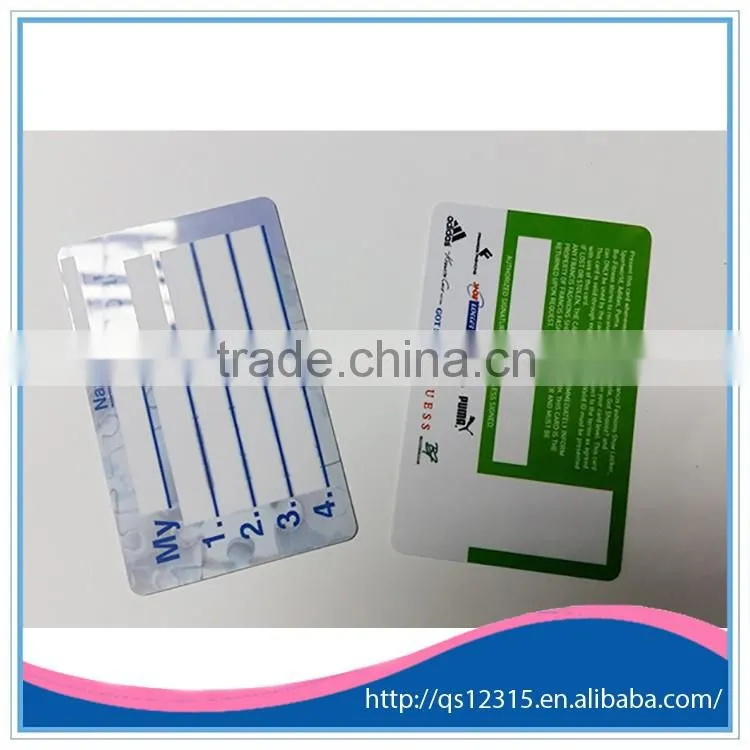 Plastic business card with blank signature printing