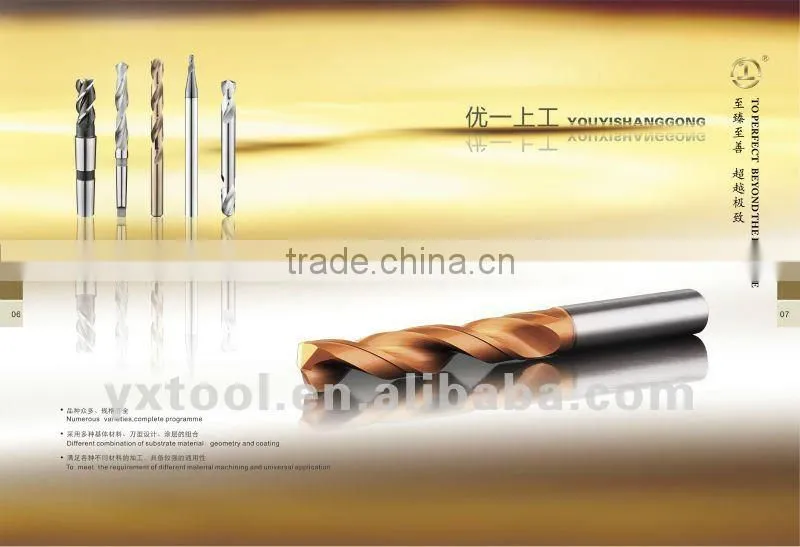 Solid carbide drill bits for hardened steel, staineless steels, cutting tools