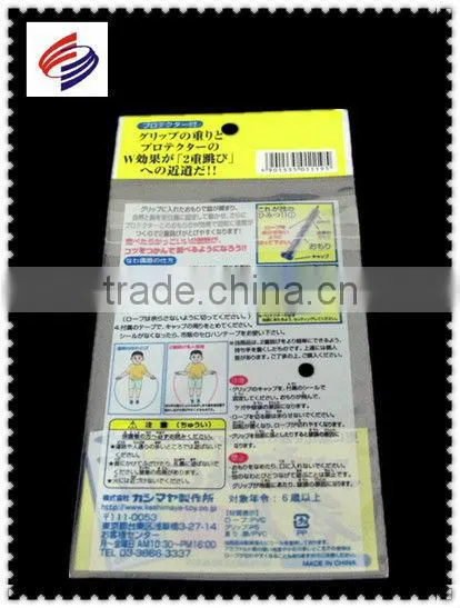 Custom printed plastic opp header bag with sealing tape