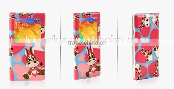 Hot fashion printing leather flip open cover for samsung galaxy note 3