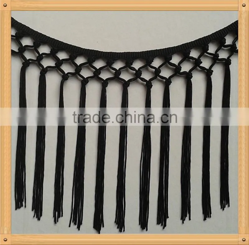 Polyester Yarn Tassel Fringe Trim For Garment , Trimming Of Home Textile