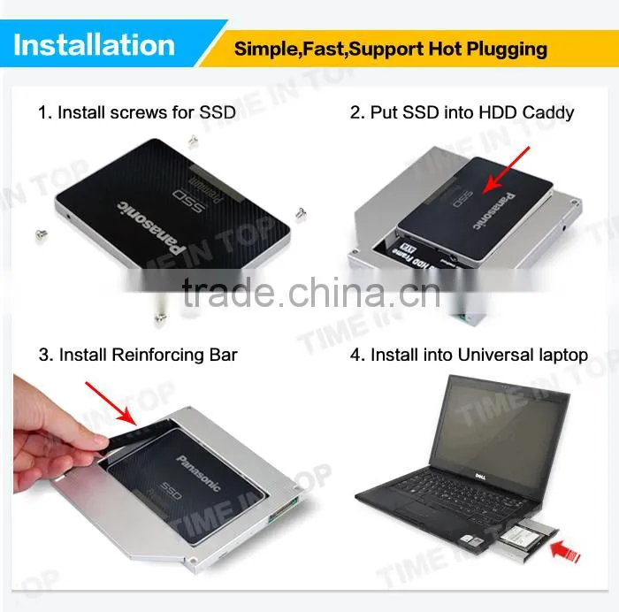 HDD Caddy TITH17A for Laptop with 9.5 mm IDE ODD TO SATA