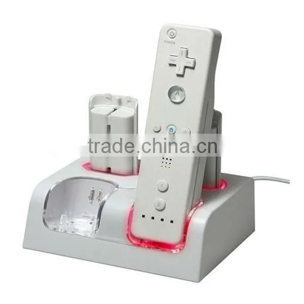 For Wii Remote Dual Charger Station with 4 Recharger Bettery