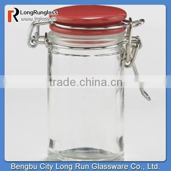 LongRun Glass Canisters with Red Clamp Lids Different Size Glass Jars with High Quality