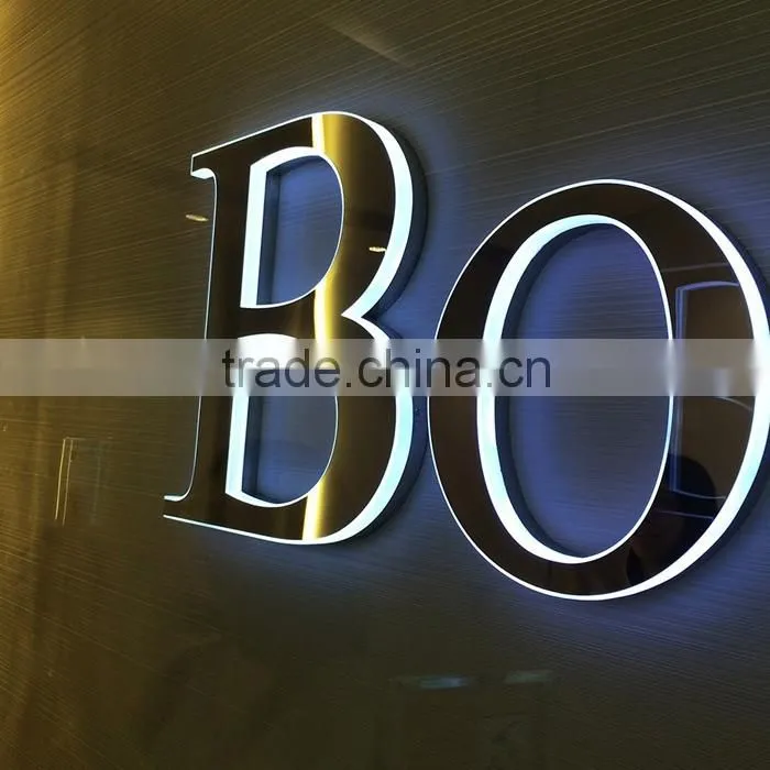 OEM 3d led light up mirror vintage metal letter to make signs