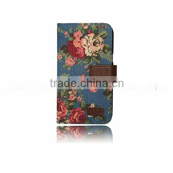 Korea style flower denim leather case for Pantech SKY VEGA IM-A770K with card slot