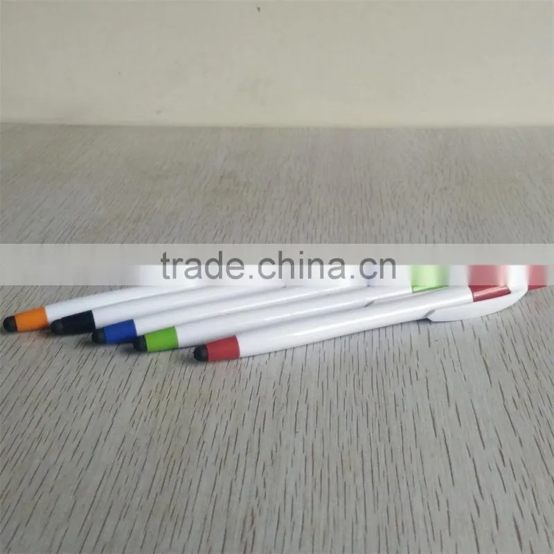 White barrel promotional ballpen with stylus touch