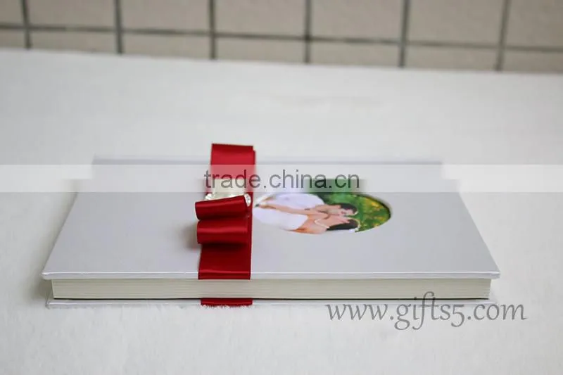Wedding Guest Signing Book in white with pearl and ribbon