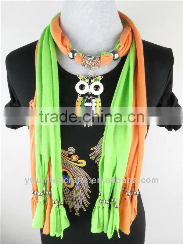 Fashionable Beaded Tassels Owl Pendant Scarf Charm Beautiful Scarf