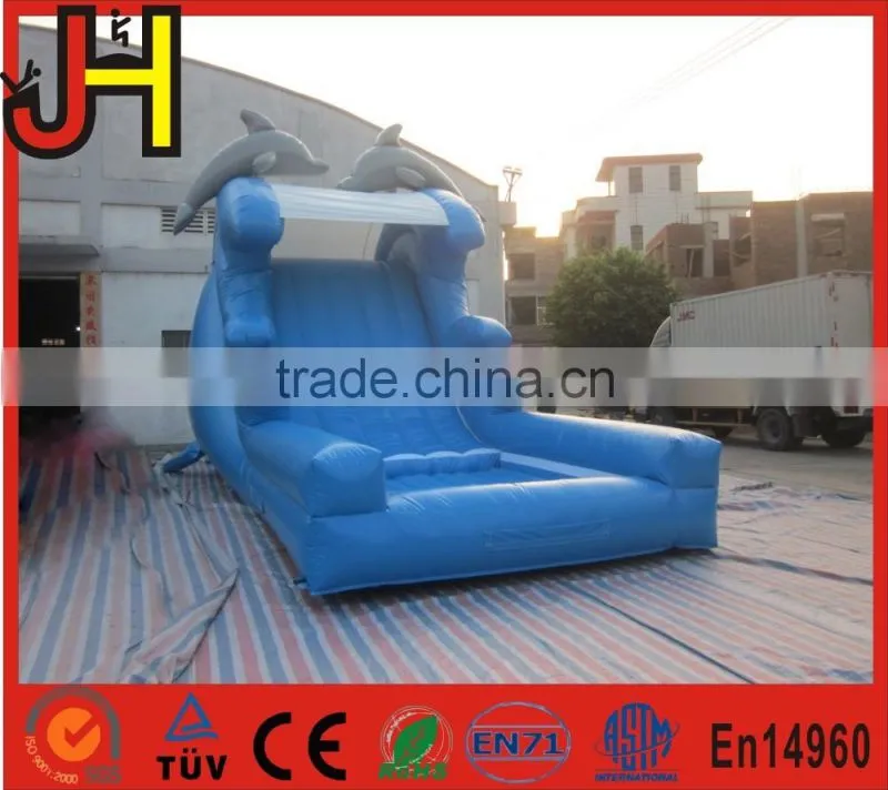 Popular 0.55mm PVC inflatable dolphin water slide with CE/ EN14960 certificate