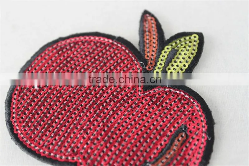 good price embroidery patch red cherry printting sew on collar for sale