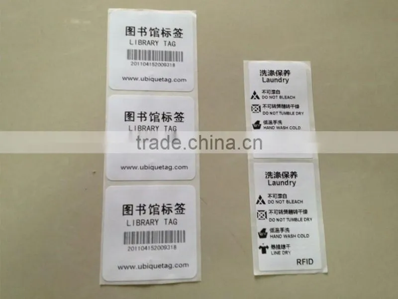 Custom printed UHF RFID label for clothing management