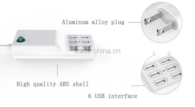 2016 mobile phone 6 ports usb desktop charger station socket