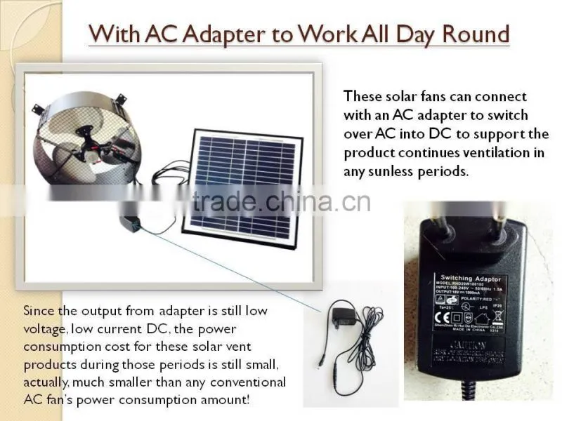vent goods Dome-Mounted fan (Solar Ventilator) solar panel 40watt AC/ DC fan air condition