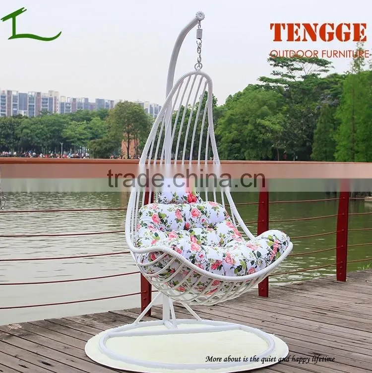 Half moon shape wide resin wicker single seat swing chair