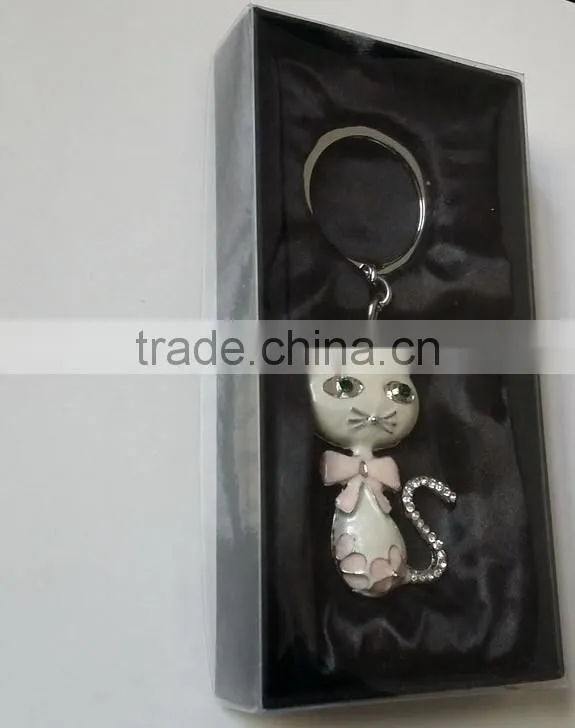wholesale enamel coated pussycat design metal alloy key chain