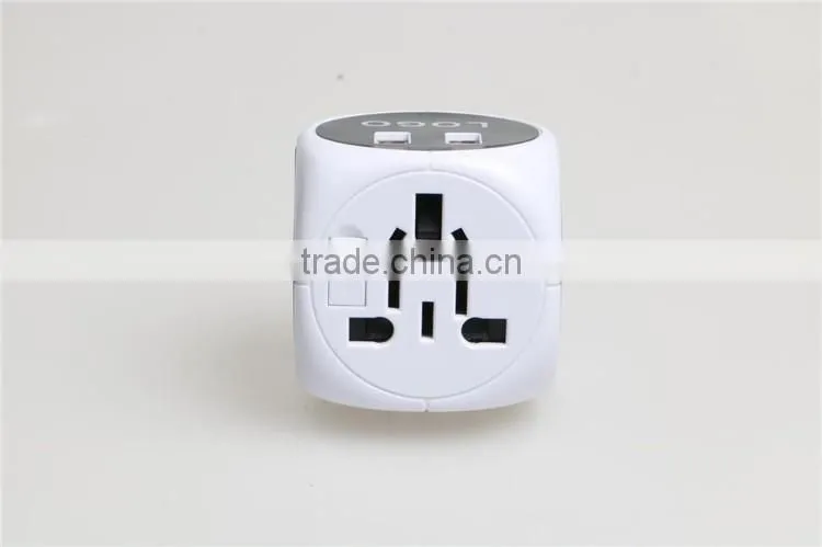 Newest Travel Adapter Universal Plug to American Power Adapter With double USB port 250V 2500Ma Universal Travel