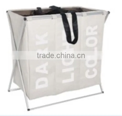 Store More Aluminum Frame 3 Bag Sorter Foldable Laundry Basket