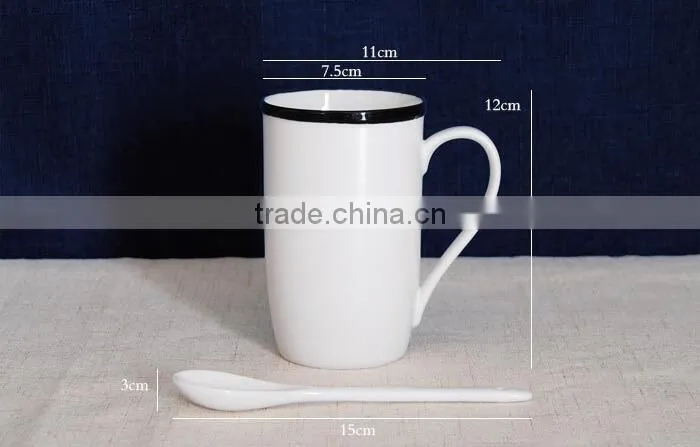 380ml Porcelain mug with silver rim 380ml porcelain mug with handle