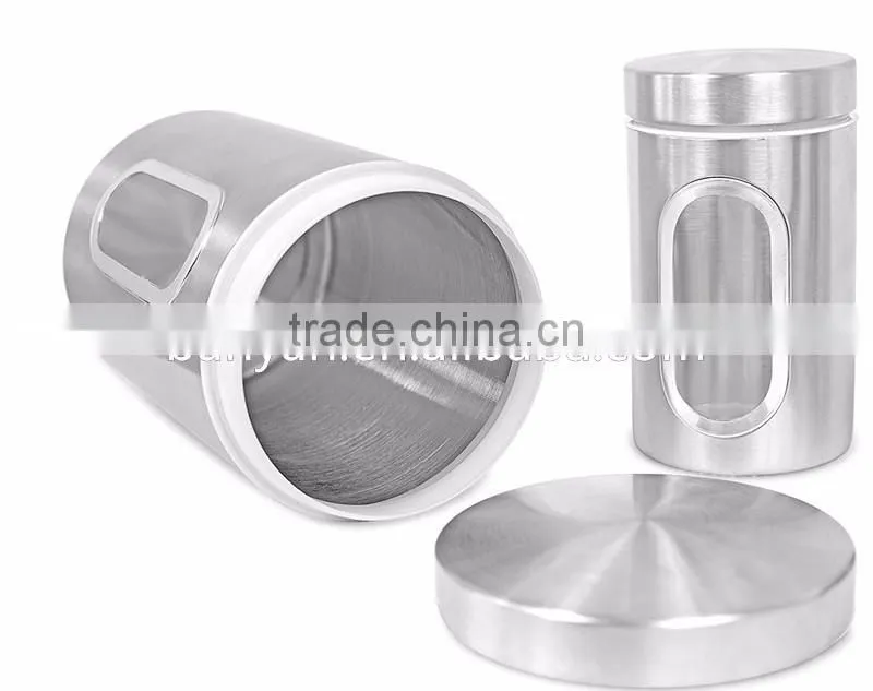 3PCS Kitchen Food Coffee Tea Sugar Flour Stainless Steel Storage Canisters