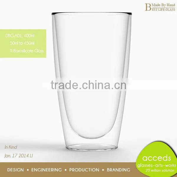 Odd-Shaped Custom Unbreakable Double Wall Big Glass Cup