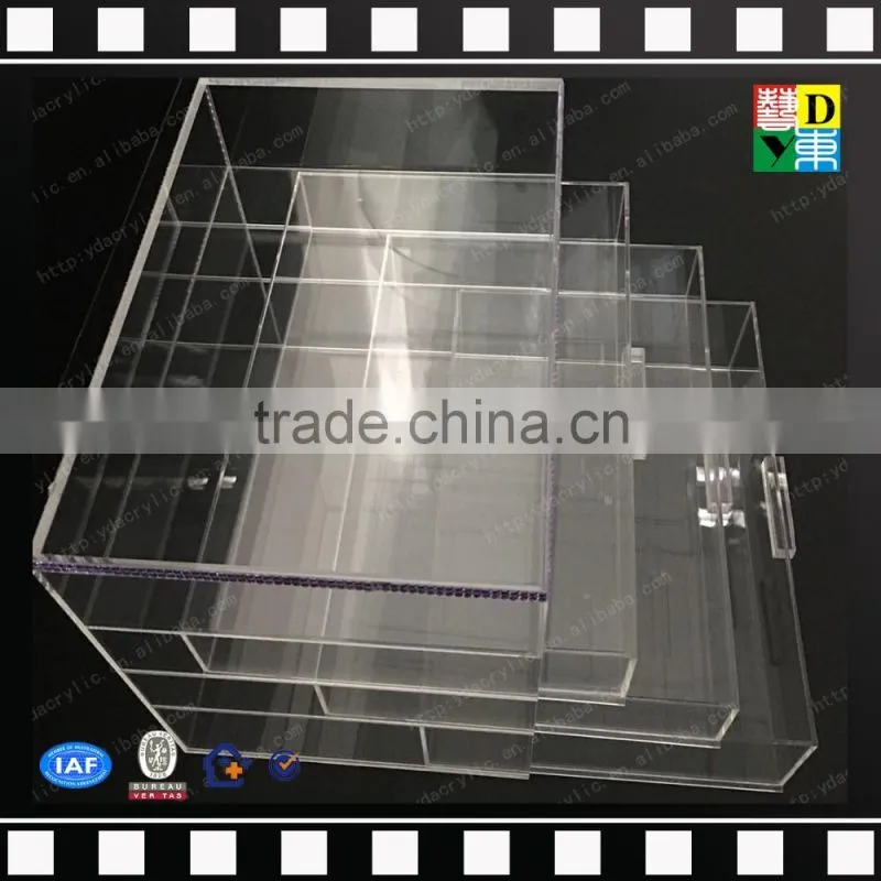 Clear acrylic jewelry organizer box makeup storage boxes/stackable cube acrylic storage boxes from shenzhen yidong