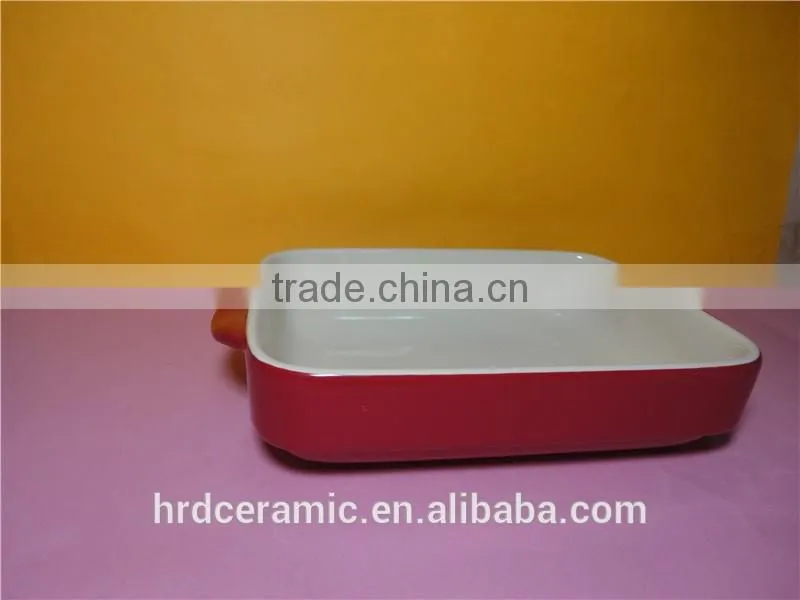 stock ceramic Microwave safe porcelain square ovenware with handle