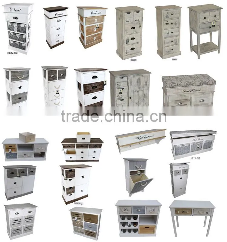 Heze vintage wood console tables with 3 colorful drawers