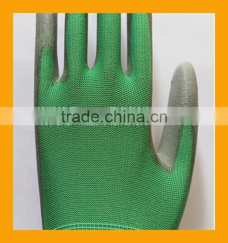 Customized Grey PU Coated Working Safety Polyester Gloves