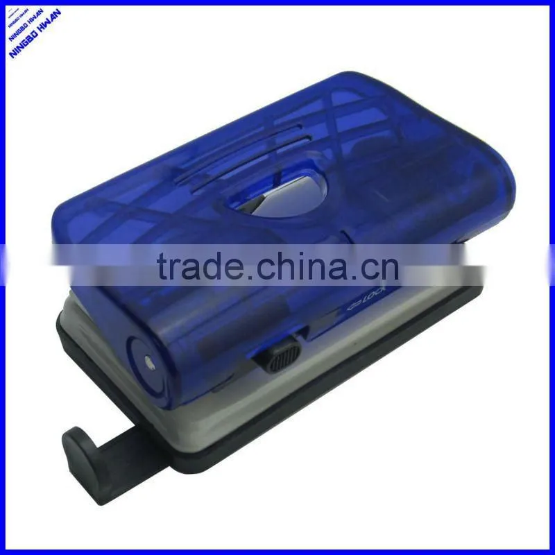 2 hole transparent plastic make paper hole punch with lock device