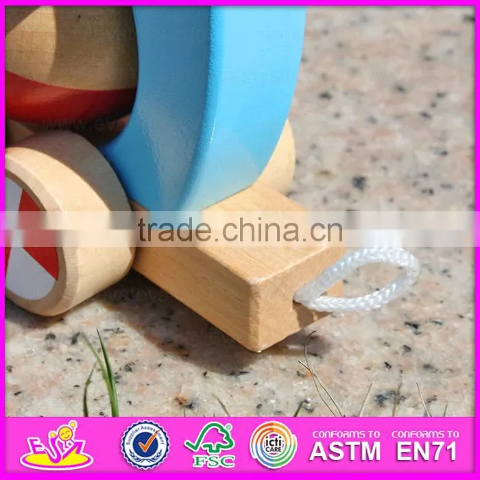 2015 Wooden pulling cart toy with blocks,DIY wooden pull push toy for children,Funny cheap wooden pull toy for baby W05B075-A1