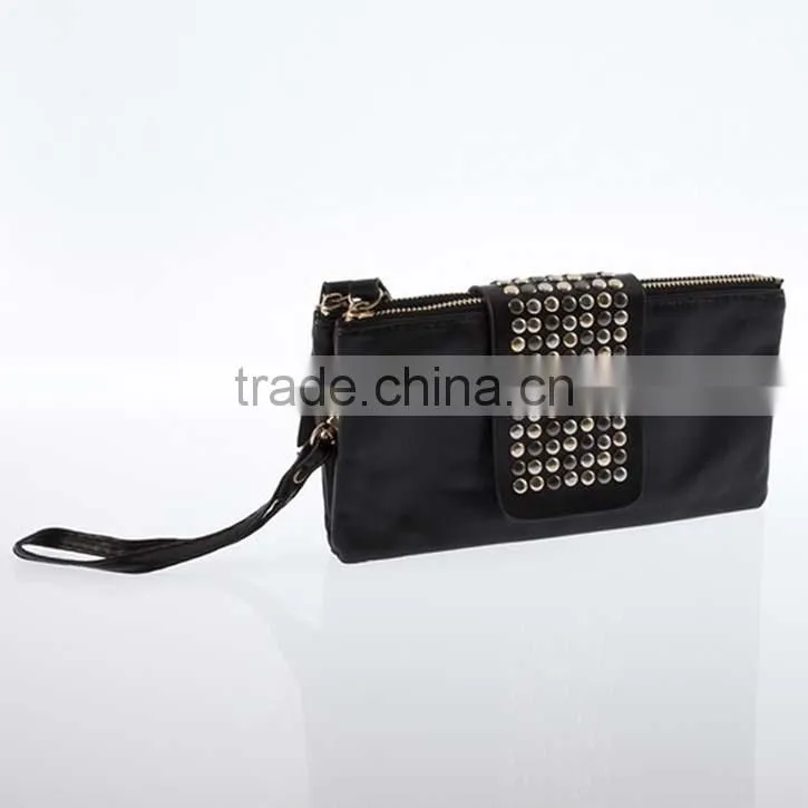 New Purse Bag Womens Korean Style Black PU Leather Rivet Clutch Bag And Purse And Wallet China Hand Bagag