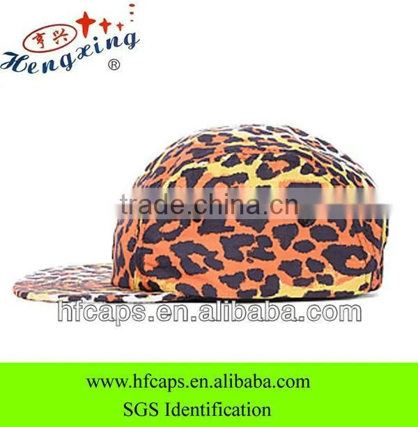2013 fashion leopard printded snapback cap and hat blank custom 5 panel flat bill cap and hat