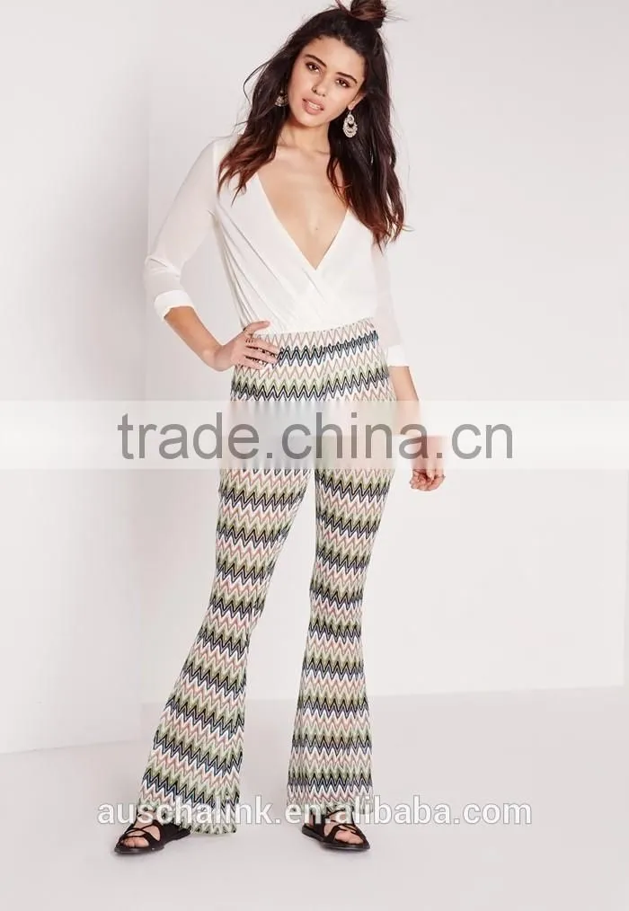 bangkok style lady wave effect skinny flare pants OEM service