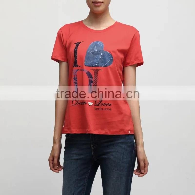 printed 100%cotton short sleeve women T-shirt wholesale