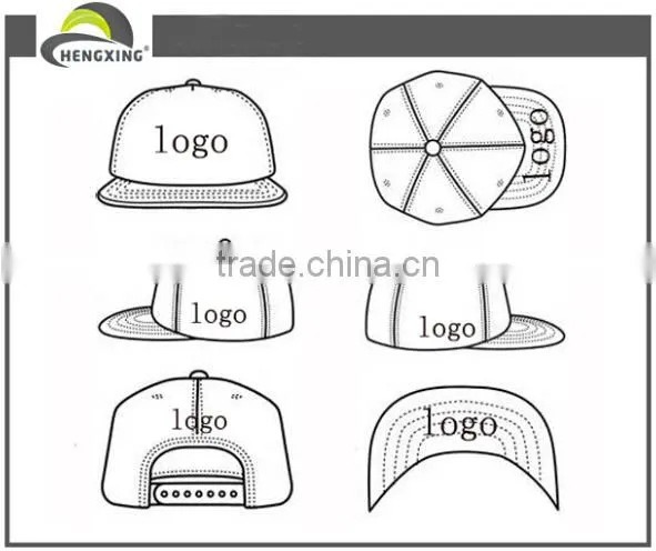 Custom printed strapback hat flat brim blank 5 panel cap