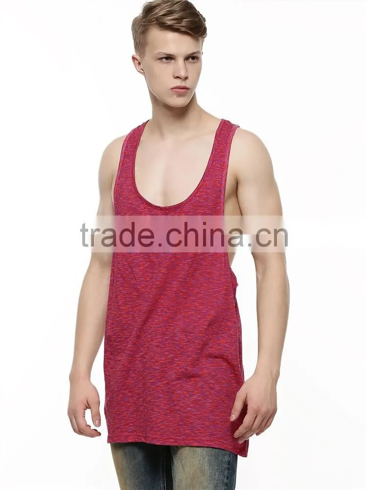 Mens longline ditsy print mesh tank top wholesale