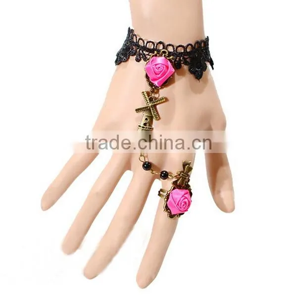 Handcraft lace bracelet ring sets with rhinestones fashion palace national jewelry sets