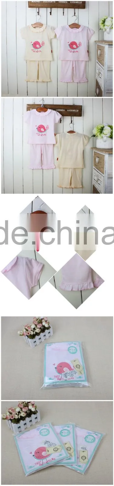 100% cotton fabric children clothing set baby girl nightclothes from china factory