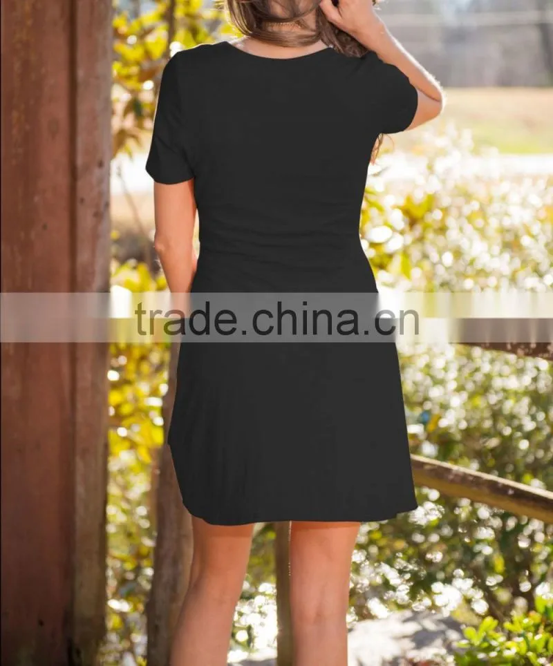 Fashion clothing manufacturers short sleeve casual loose women dresses 2017