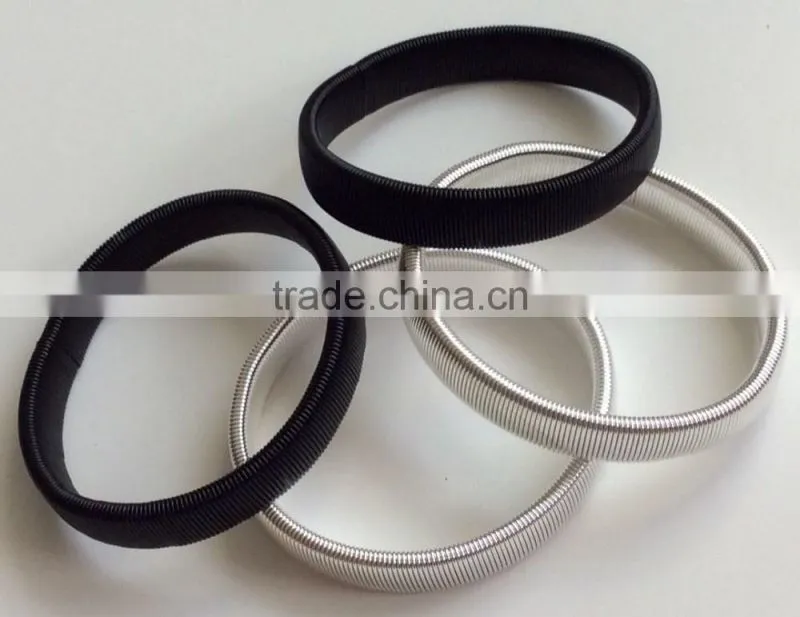 2 Pairs Metal Sleeve Holders Garters Silver,Gold & Black Elasticated Armbands Shirt Arm Bands